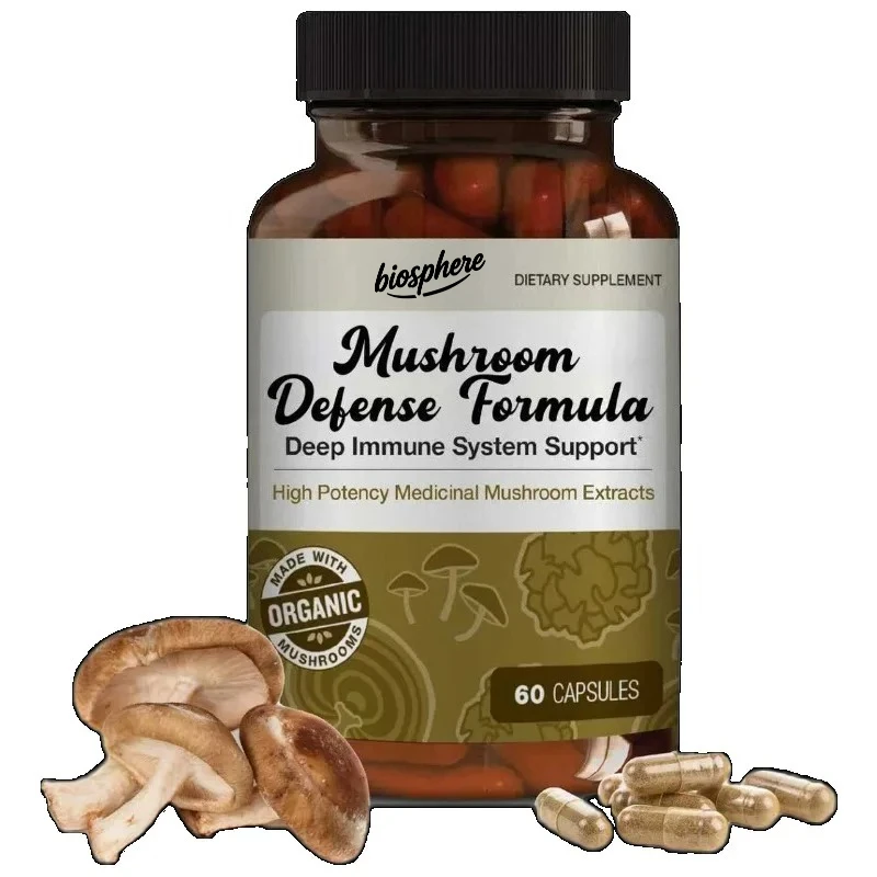 

Immune support supplement mushrooms, lingzhi, papaya, shiitake mushrooms, shiitake mushrooms, and turkey tail (60 capsules)