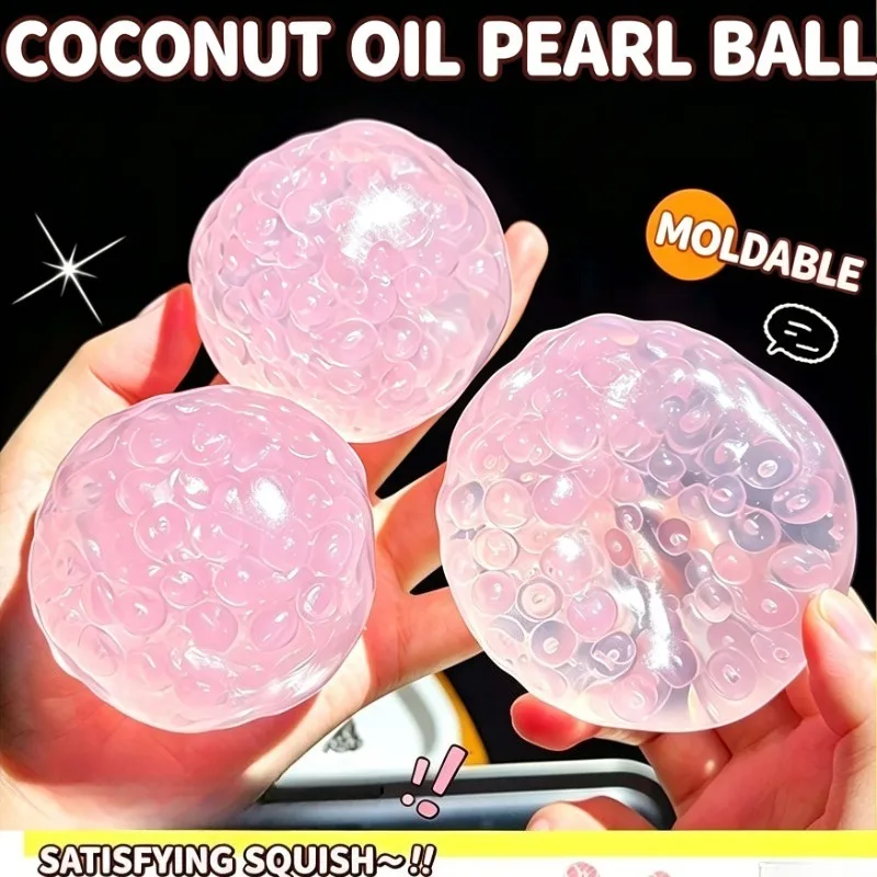 Coconut Oil Pearl Ball Squishy Toy Great Texture Moldable Stretchable Squeeze Ball Fidget Toy ASMR Sensory Anti-Stress X-mas Gif