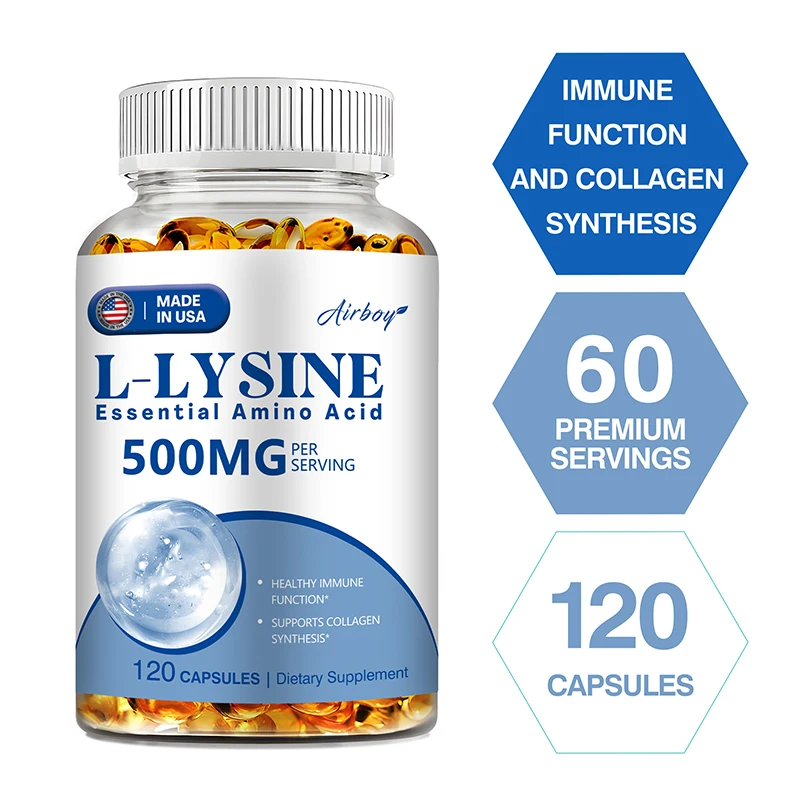 L-Lysine-Kapseln – unterstützt die Kalziumabsorption, fördert die Integrität von Haut und Lippen, hilft bei der Zusammenbau von Kollagen