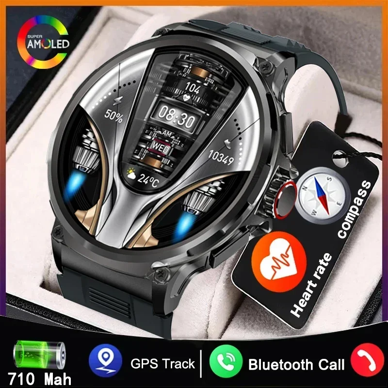 

2024 New Ultra HD Smartwatch for Men - 1.85". BT Call. 710mAh Large Battery. Compass. GPS. Waterproof. Premium Men's Smartwatch.