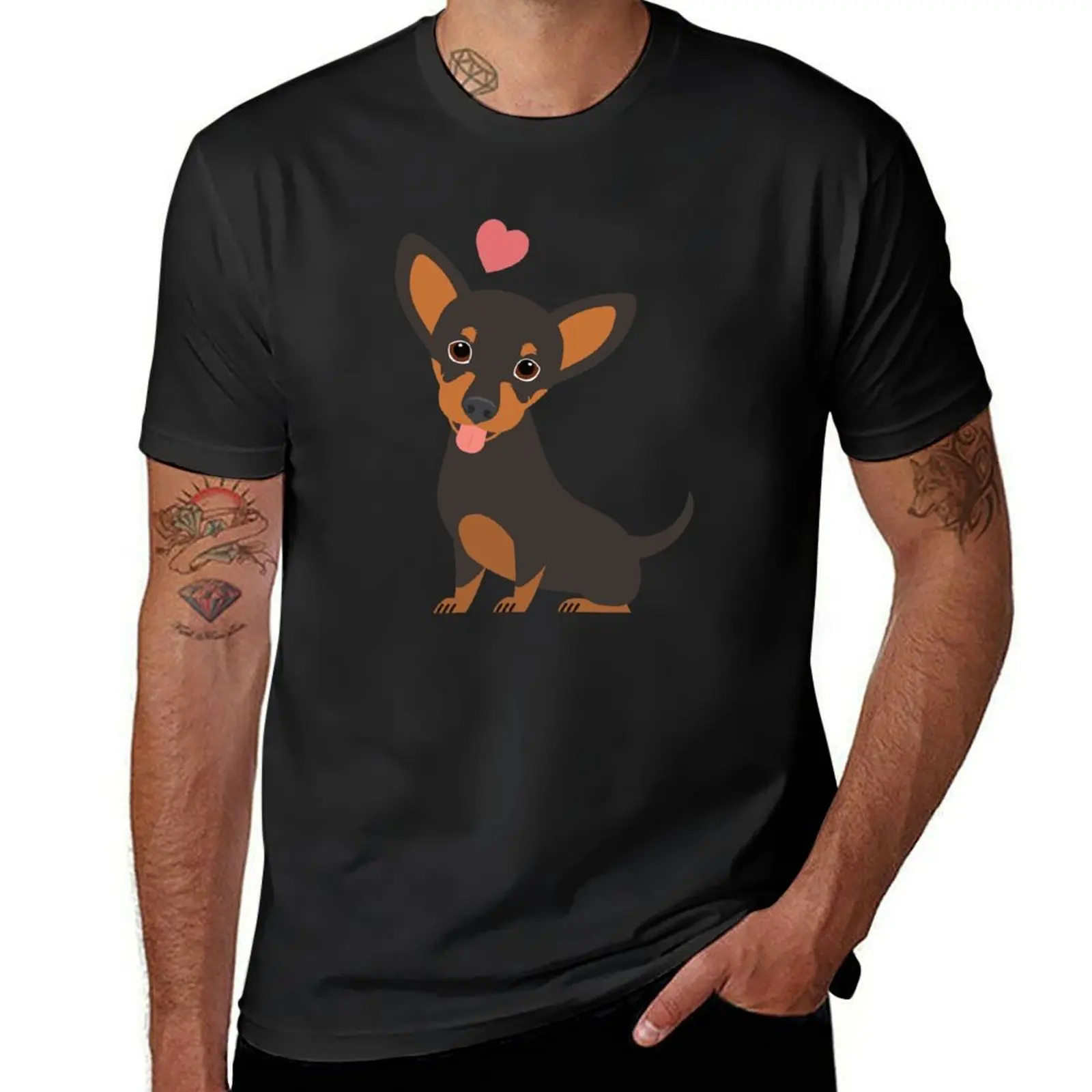 

LOVE Black and Tan Chiweenie dachshund chihuahua mix T-Shirt Blouse quick-drying oversized t shirts for men