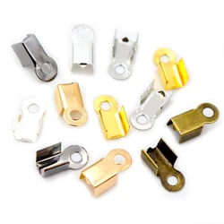 200pcs/lot Cove Clasps Cord End Caps String Ribbon Leather Clip Tip Fold Crimp Bead Connectors For DIY Jewelry Making Supplies