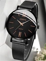 New Womens Fashion Simple Watch Ladies Leisure Watch Steel Mesh Sports  Wristwatches Women's Watch Bracelet