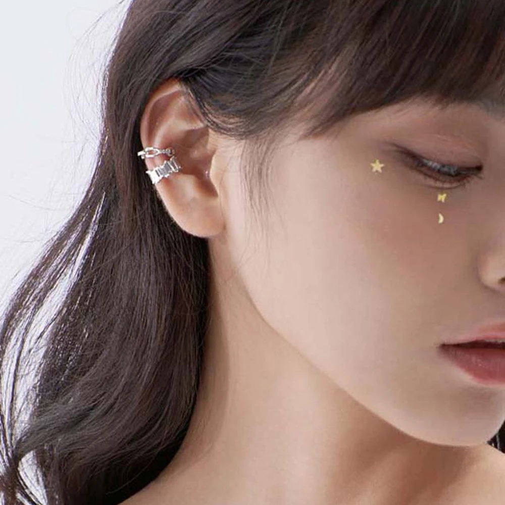 New Fashion Jewelry Women Punk Girls S925 Ear Bone Clip Non Piercing Ear Clips Multi-layer Ear Cuffs