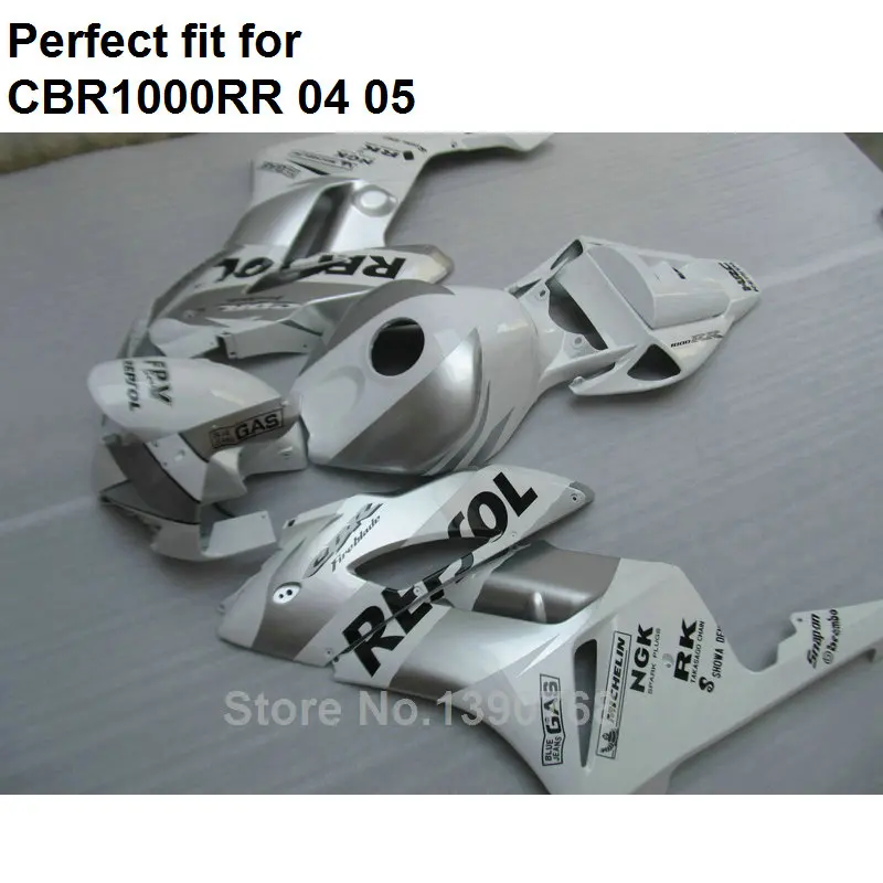 Hot sale fairings for Honda CBR1000RR 04 05 white silver motorcycle fairings set CBR 1000RR 2004 2005 NZ21