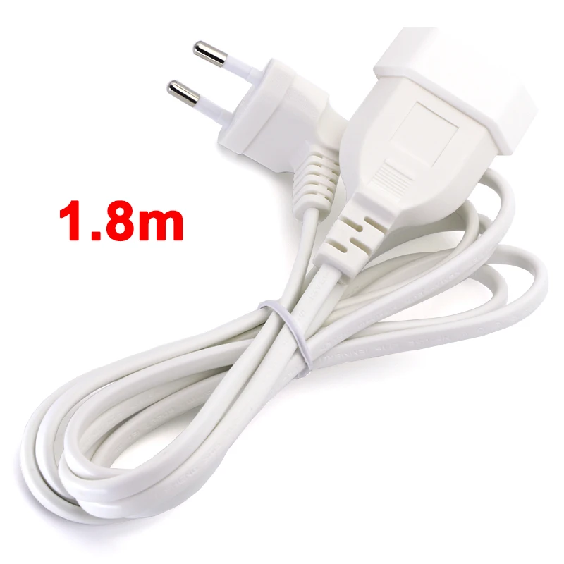 JCD 1 Stück EU-Netzadapterkabel, 90 Grad abgewinkelter europäischer runder 2-poliger Stecker auf Buchse, Stromkabel für USV PDU 0,3 m/0,6 m/1,8 m 4