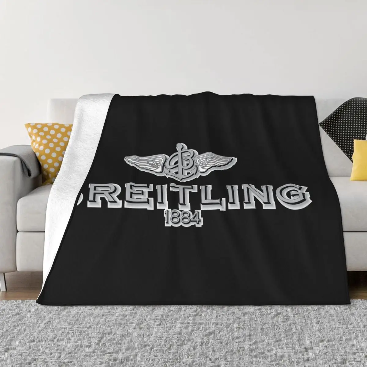 Breitling-logo Watch 1884 Blankets Fleece Spring/Autumn Multi-function Lightweight Thin Throw Blankets for Bedding Bedroom Quilt