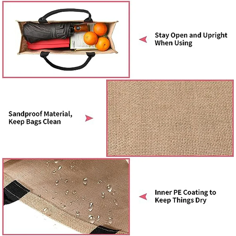 Customizable Name Linen Handbag Linen Handbag Reusable Eco Friendly Grocery Storage Bag Retro Beach Bag Customized Product