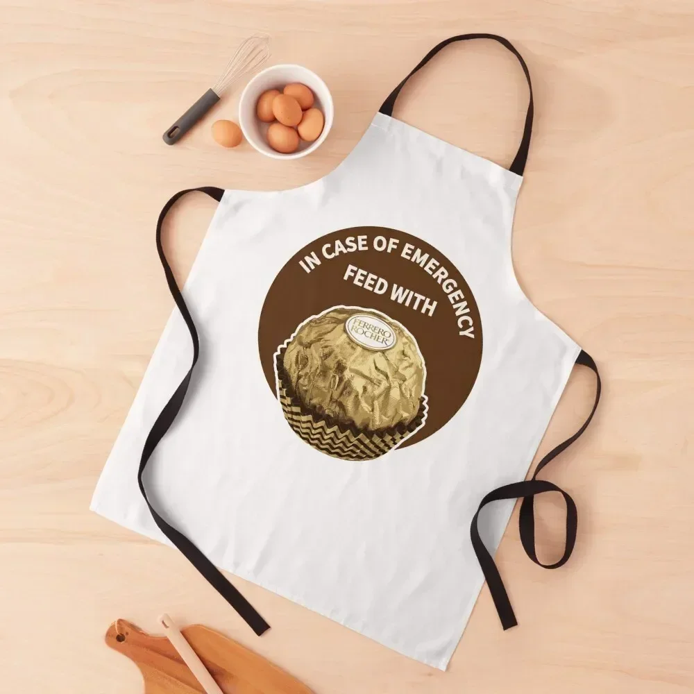 

In Case Of Emergency Feed With Ferrero Rocher Apron Customizable For Kitchen Cooking Kitchens Men Apron