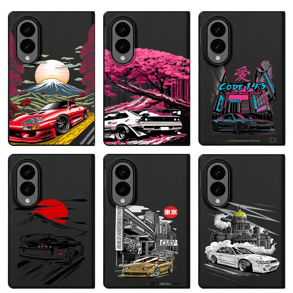 Luxury Cover Phone Case for Samsung Galaxy Z Fold 8 Wide Z Fold8 ZFold Wide ZFold8 Japanese JDM Drift Car Red Sun