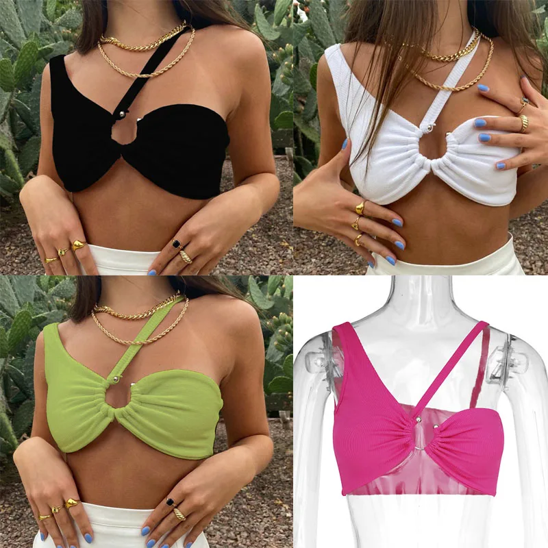 Sexy American Style Hollow out Short Top for Women Streetwear Performance Stage BM Vest Sling Shoulder Baring Crop Top