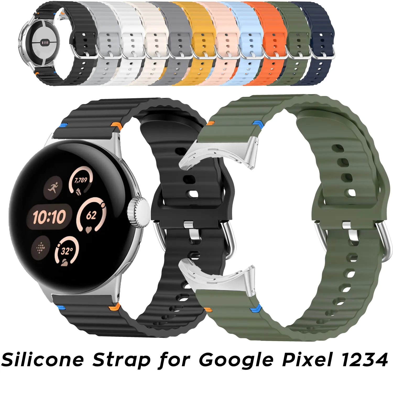 الرياضة المطاط حزام لساعة جوجل بيكسل 4 3 2 1 41 مللي متر 45 مللي متر حزام ساعة سيليكون لا فجوات سوار استبدال معصمه #1
