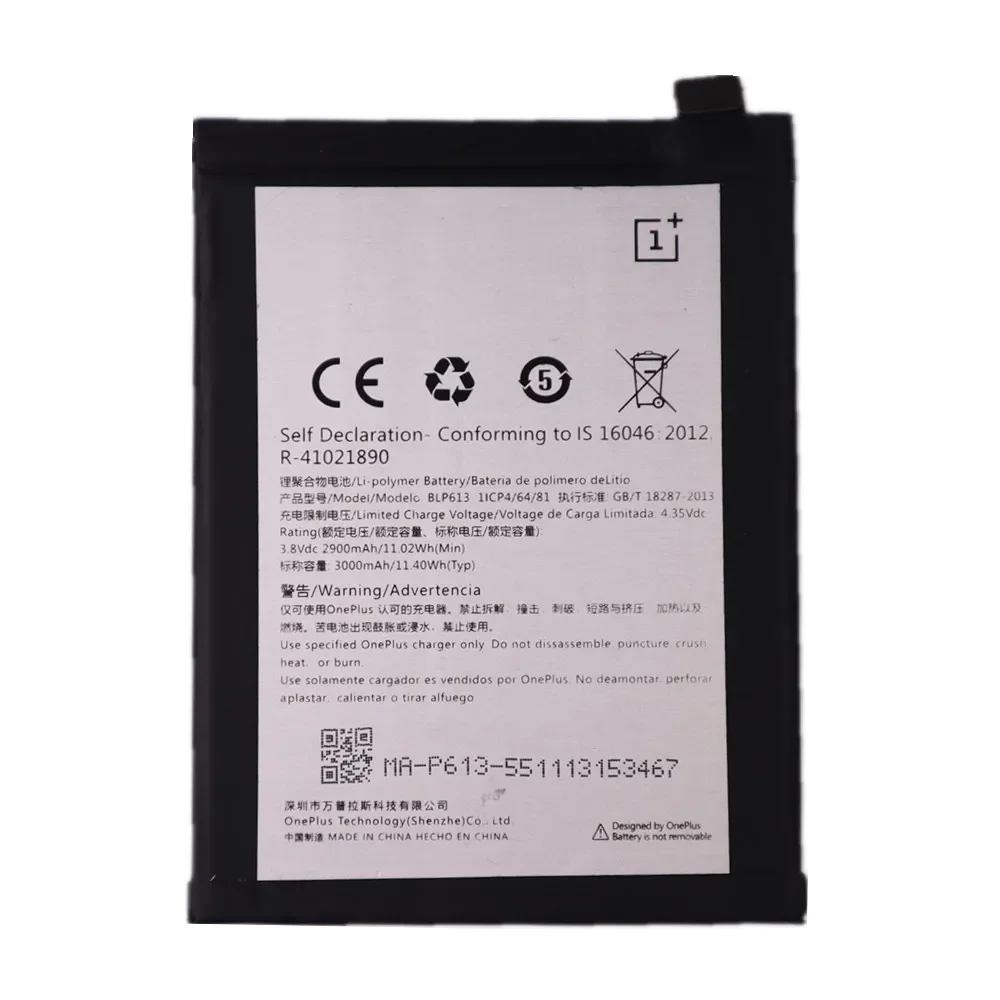 2024 Years One Plus BLP613 Original Battery For OnePlus 3 A3001 3000mAh Mobile Phone Replacement Battery Batteries Deliver Fast