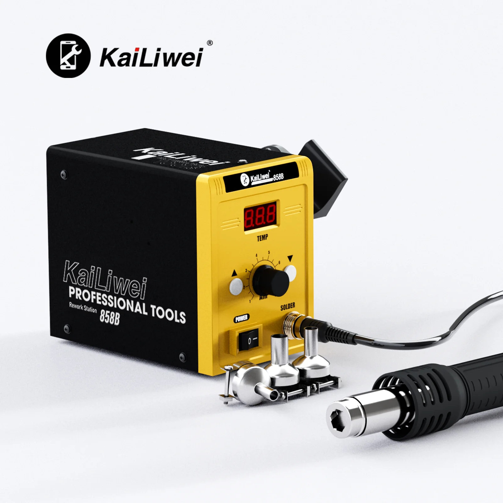 Kailiwei Hot Welding Repair Mobile Phone Special Electronic Tool Adjustable Temperature Digital Dsplay Heat Gun 858B