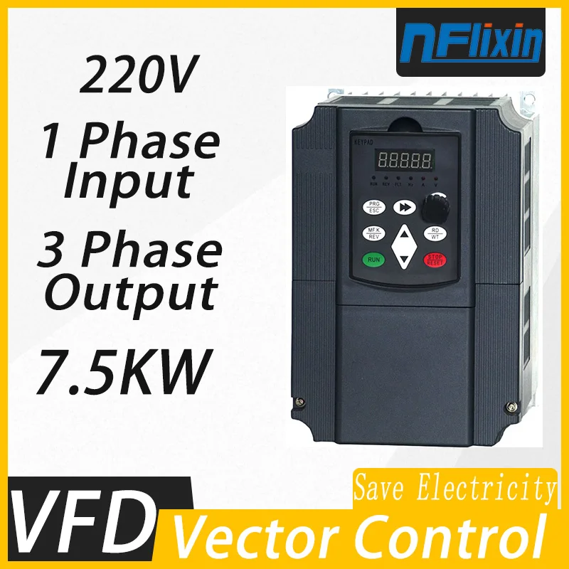 AC 220V 1 phase input and 3 phase output frequency converter/ ac motor drive/ VSD/ VFD/ 50HZ Inverter 220 v 0.75KW-7.5KW