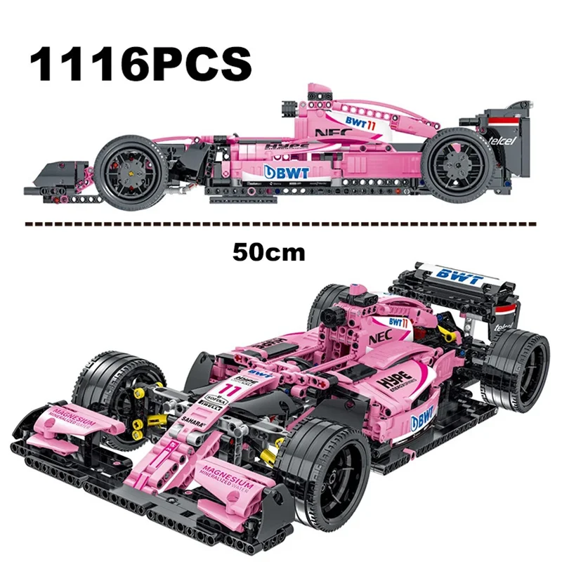 XMORK23005 Pink F1 Building Block Set 1:10 Remote Control F1 Power Building Block toy table top decoration Holiday gift 1116pcs