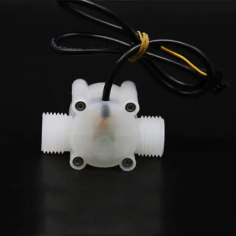 PVDF Hall Effect Flowmeter Water Flow Sensor G1/2 Thread 1-30L/min Acid Alkali Resistant for Industrial Use