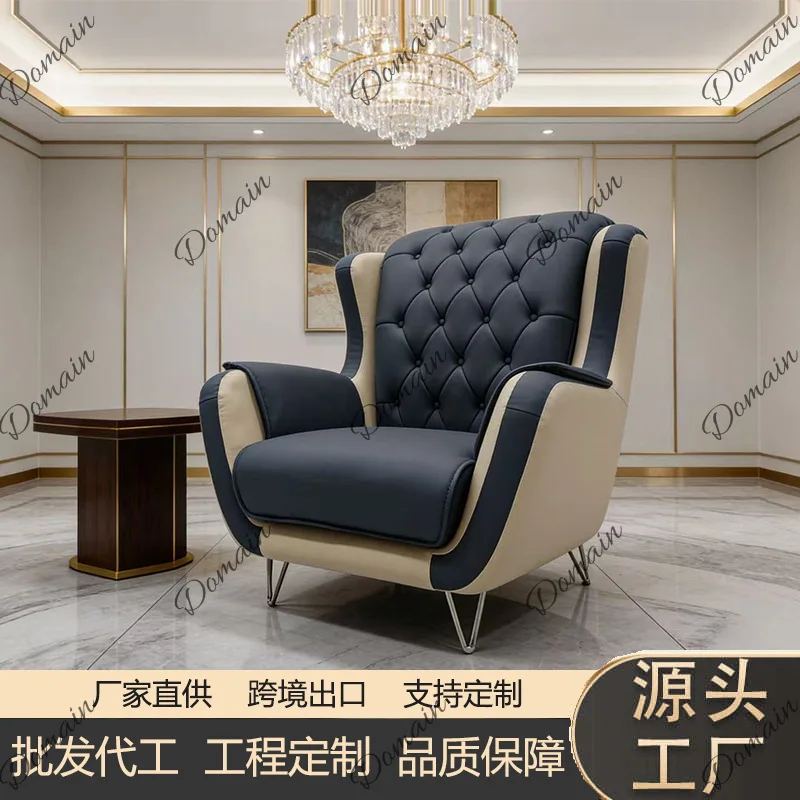 Modern Luxury High Back Single Sofa Chair Tufted Button Club Chair for Living Room Hotel Lounge Reception