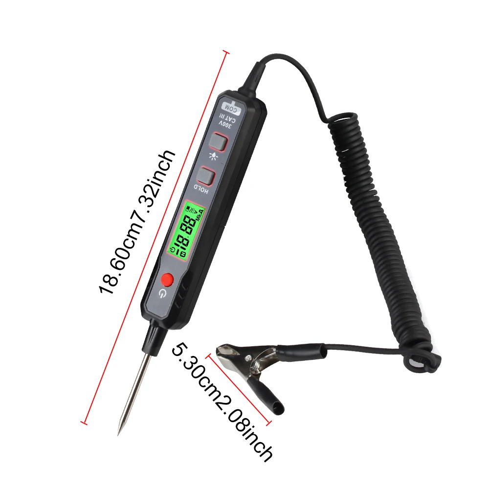 With Flashlight Circuit Detector Universal HT86 Probe Pen Car Voltage Tester 0.8V-100V DC/Resistance Test Digital LCD Display