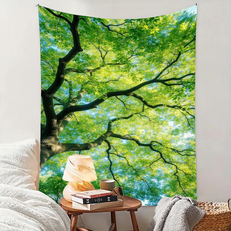 1PC Big Tree Up View Art Print Backdrop Banner, Bedroom Living Room Photo Background, Polyester, Home Decor, Wall Art