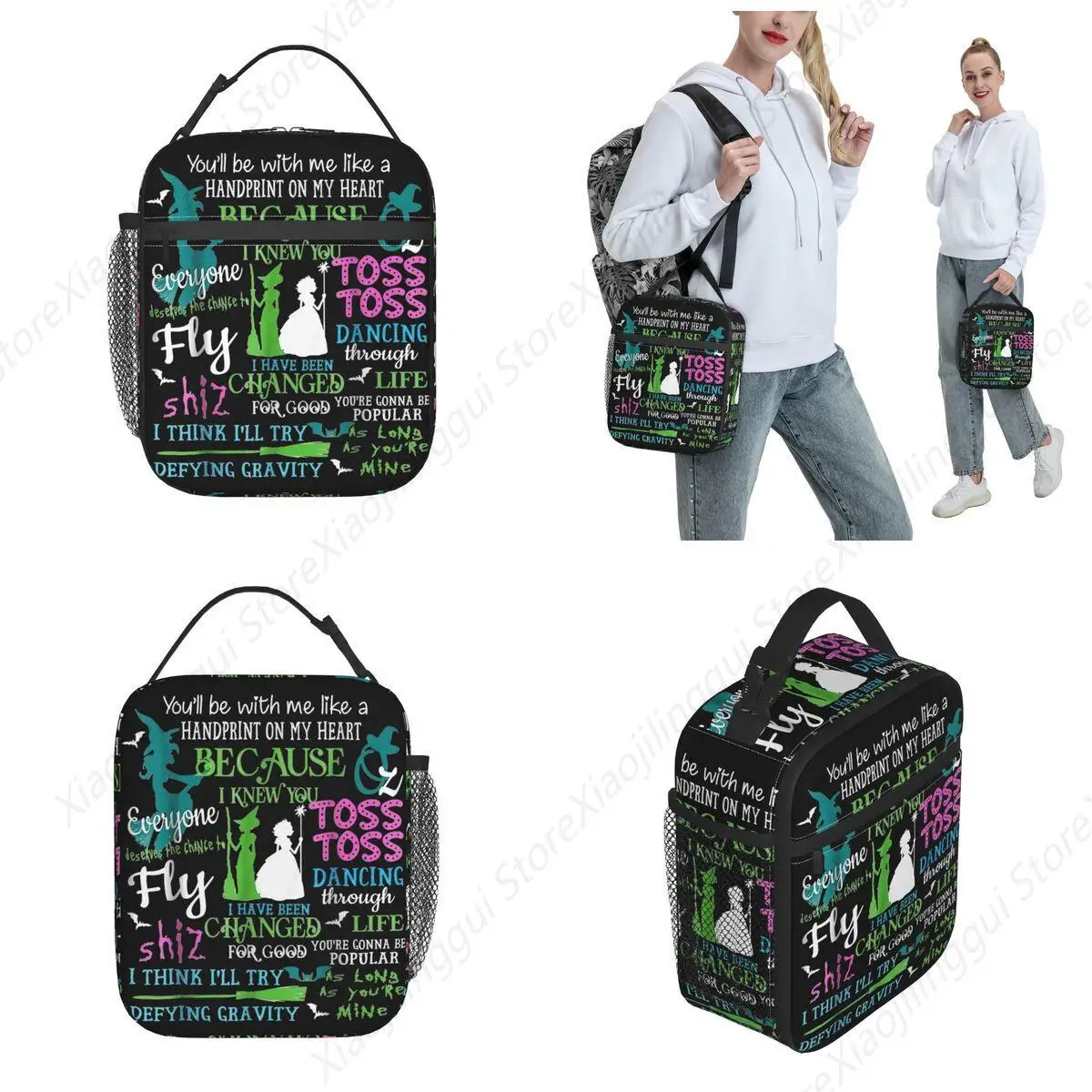 Insulated Lunch Tote Bag Halloween Wicked Musical Movie 2024 Accessories Food Box Causal Cooler Thermal Bento Box For School