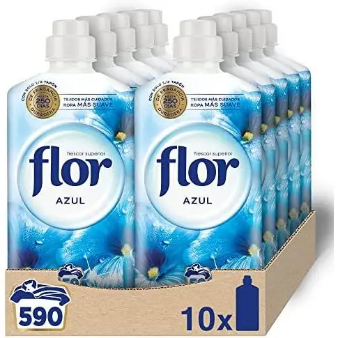 Suavizante FLOR Concentrado para la Ropa – Aroma Azul – 430 Lavados – 2 Botellas x 215  – Suavizante