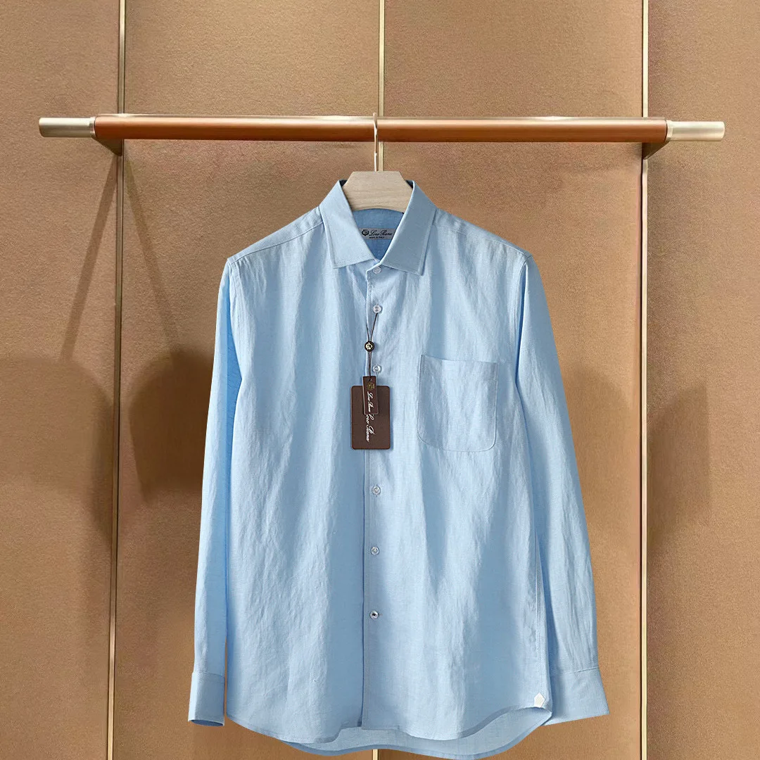 

Men's Summer New Sle Embroidered Linen irt Casual Long Sve Faionable Versatile Busin Casual Loose Fit Breathable