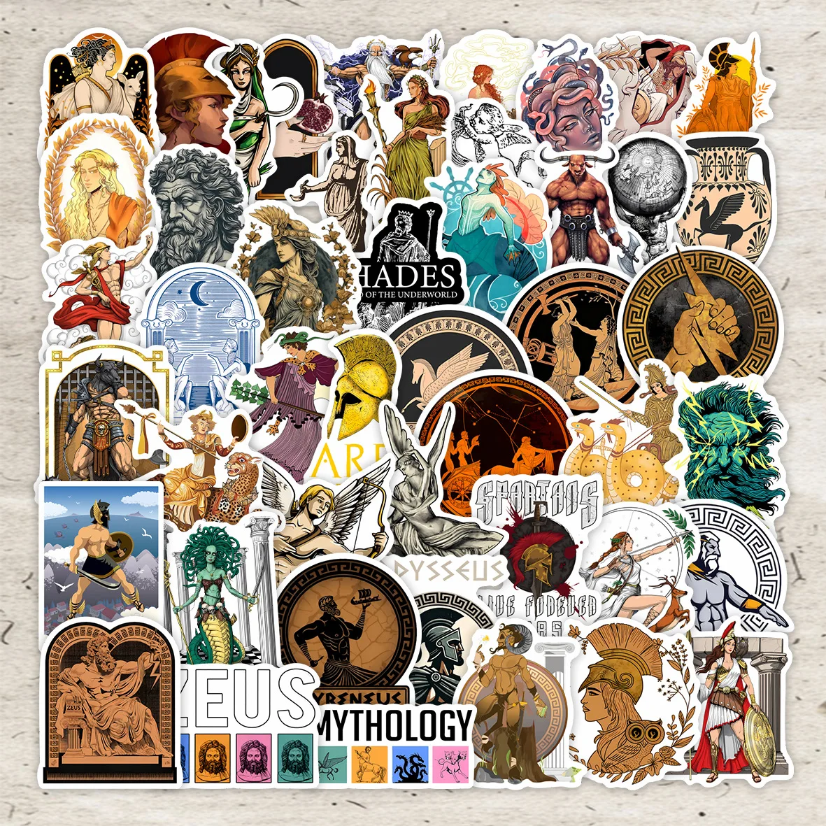 10/50PCS Vintage Greek Mythology Aesthetics Stickers DIY Scrapbooking Skateboard Phone Notebook Luggage Laptop Fridge Sticker