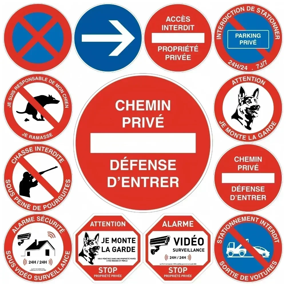 Metallschild |   Straßenverbotener Zugang |   Privat, kein Einstieg/kein Parken, Videoalarm und Drehalarm