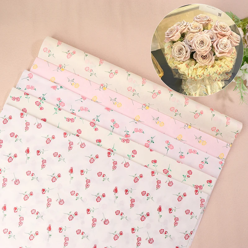 20 Sheets Of Rose Lining Paper Thickened Flower Packing Material Bow Printed Sydney Paper 50cm*70cm