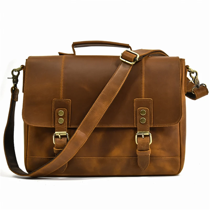 Borsa a tracolla zaino in pelle da uomo retrò Borsa a tracolla in vera pelle per uomo Borsa da lavoro maschile multifunzionale