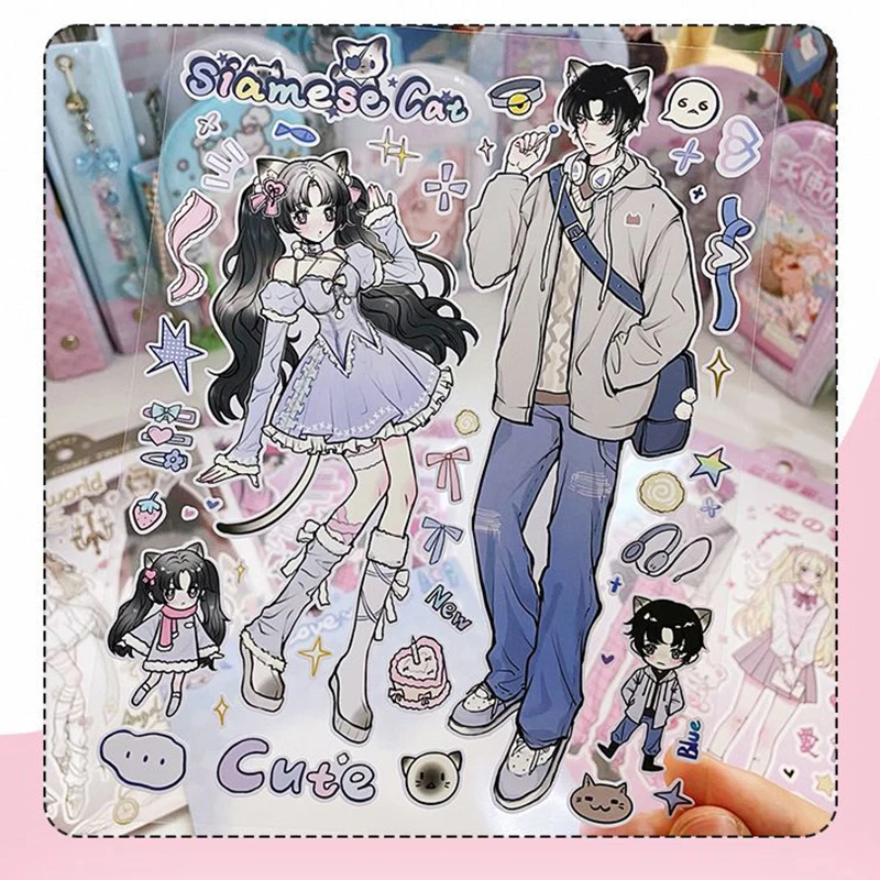 Cute Cartoon Couples Character Stickers Card Stickers Hand Account Guka Stickers Two-dimensional Guben Phone Case Stickers
