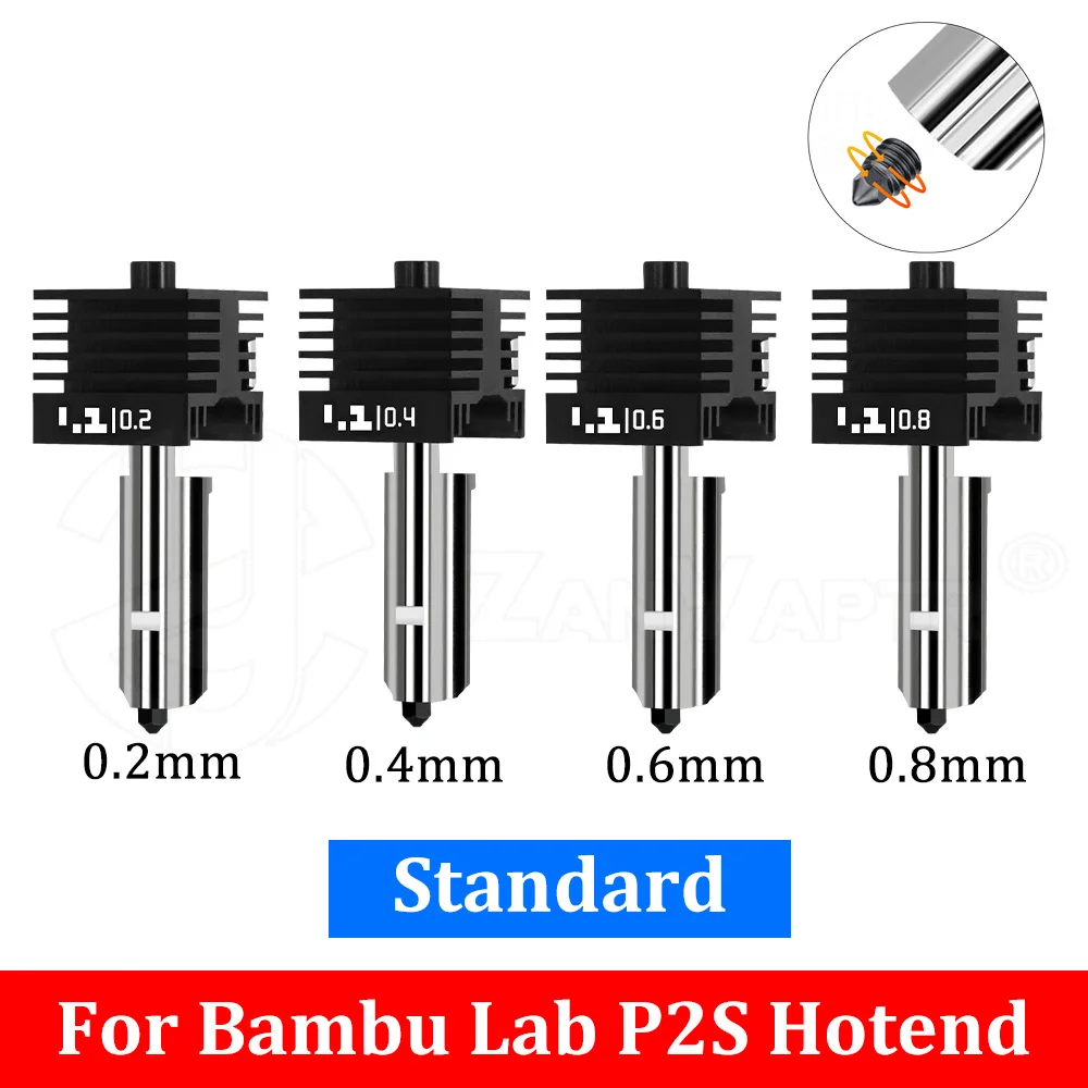 Für X2D P2S Hotend für Bambu Lab P2S Standard/High Flow Hotend Hochwertig Schneller Druck Abnehmbare Düse 0,2 0,4 0,6 0,8