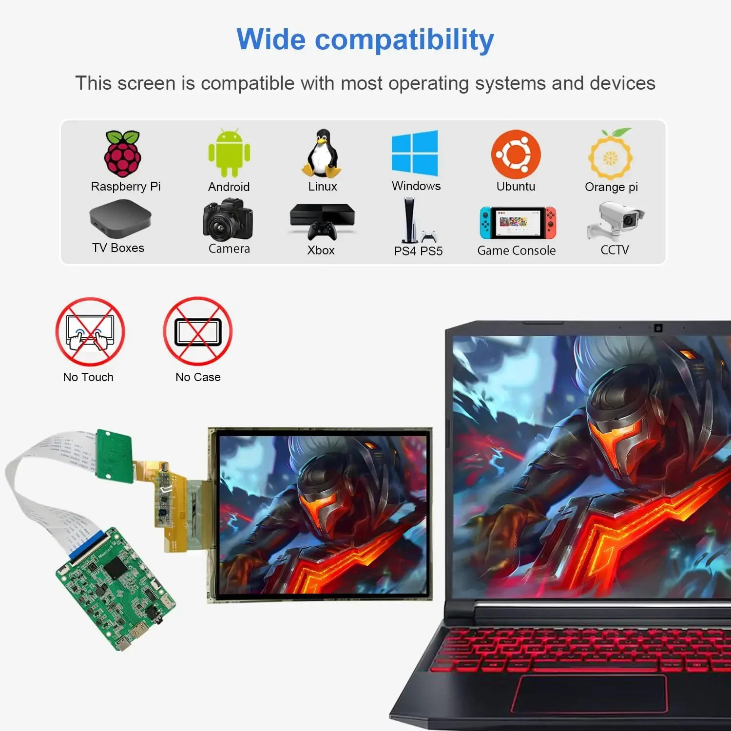 Wisecoco 7,8 Zoll FHD 1920x1440 flexibles Display OLED gebogener biegsamer Bildschirm AMOLED für MacBook Raspberry Pi Linux Windows