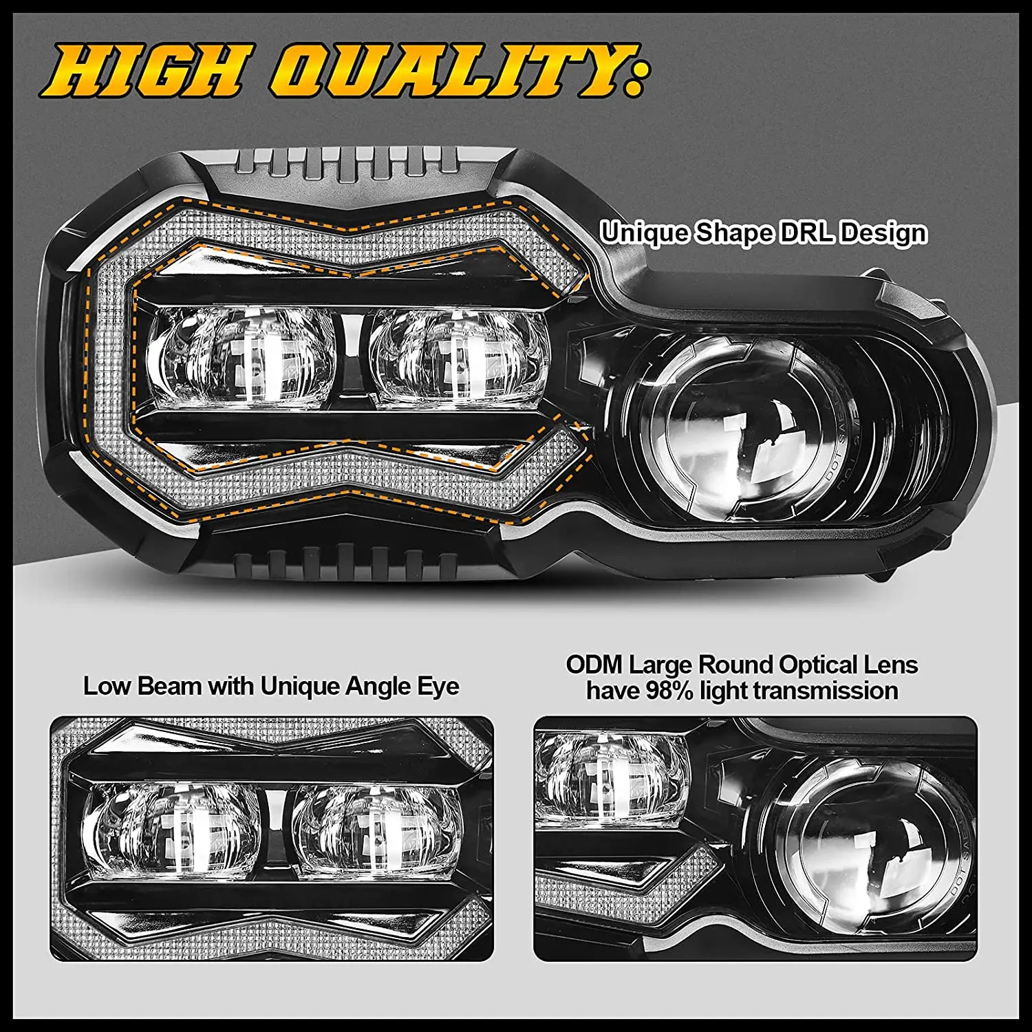 Motorcycle LED Headlight For BMW BMW F650GS F700GS F800GS ADV Adventure E24 E-mark Approved DRL H4 Headlights