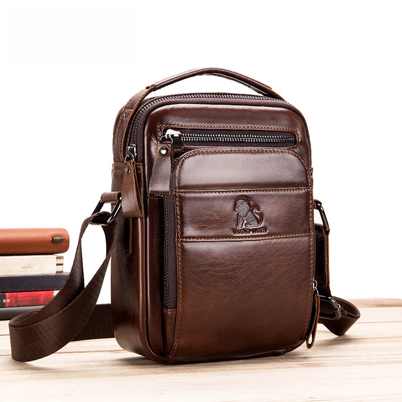 

New Men's Cow Leather Crossbody Bag Man Shoulder Bag Casual Male Small Simple Bag For Men