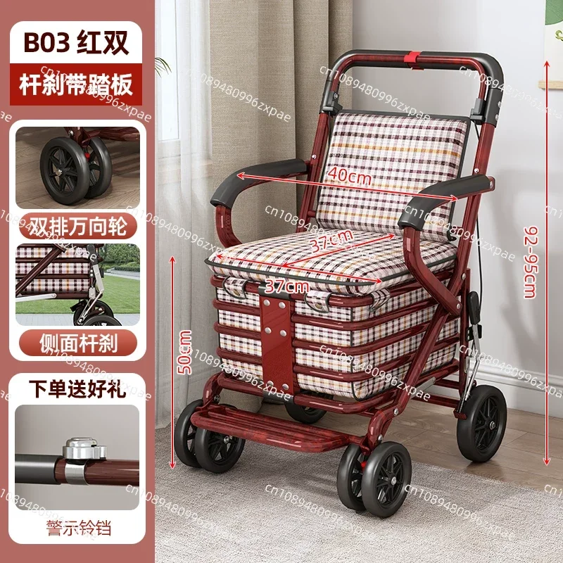 Trolley, Which Can Be Sat and Folded, Helps Shopping By Walking