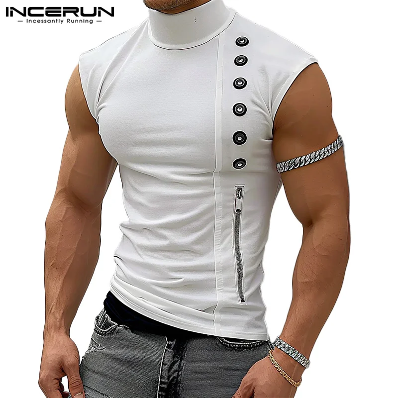 Fashion Casual Style Tops INCERUN 2024 New Mens Clothing Funny Printed Vests Male Clubwear All-match Personality Tank Tops S-5XL