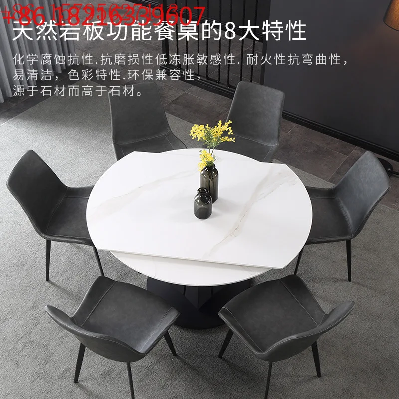 

Складной круглый стол, выдвижной обеденный стол из каменной плиты и комбинация стульев для домашней небольшой квартиры, многофункциональный