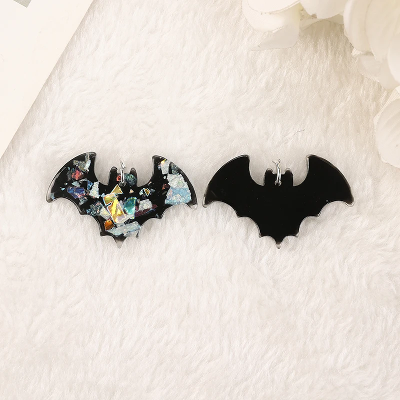 8Pcs Halloween Charms resina ciondolo pipistrello nero per portachiavi collana gioielli fai da te