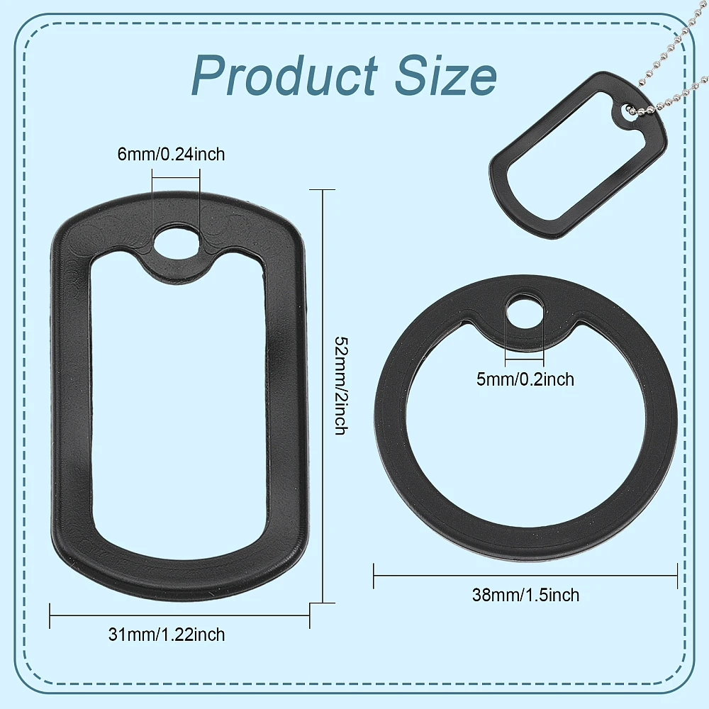 32pcs 2Styles Dog Tag Silencers Include 8 Pcs Stainless Steel Chain and 8pcs Iron Ball Chains with Connectors for Reduce Noise