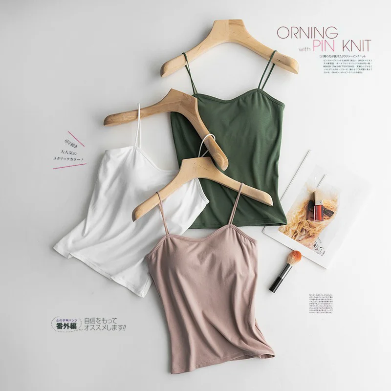 Female Camisoles Summer Girl Sexy Strap Tops Cotton Sleeveless Thin Camisole Vest Women Classic Solid Color All-match Base Vest