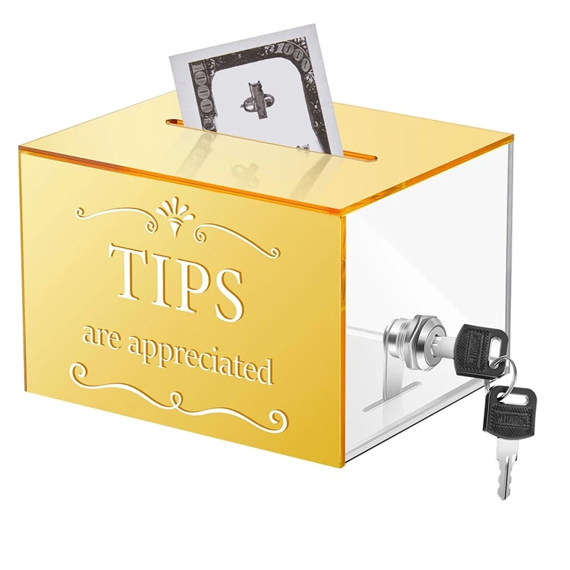

Acrylic Donation Box Acrylic Tips Jar Donation Tip Bucket Collection Suggestion Box Raffle Cash Box