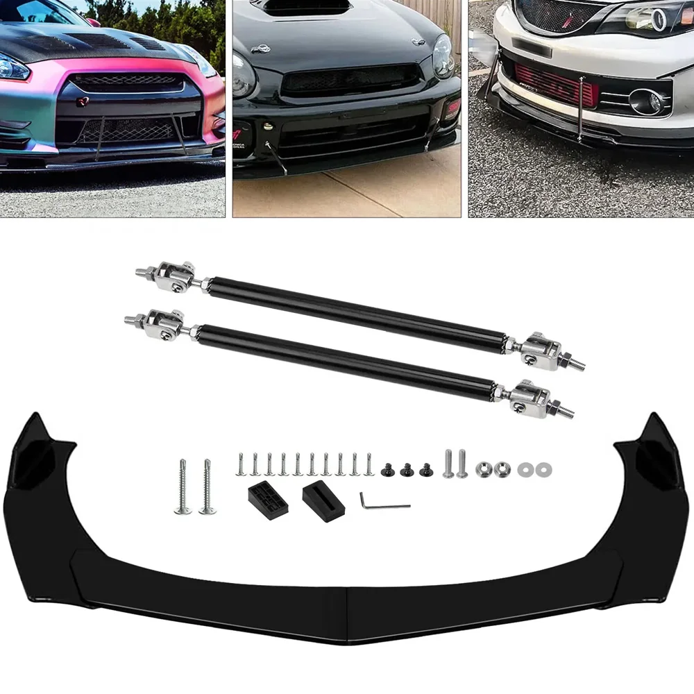 범용 각도 조절 가능한 자동차 앞 범퍼 립 스포일러 스플리터, 로드 스플리터 스트럿 타이 바 바디 키트, 자동차 액세서리, 4 개