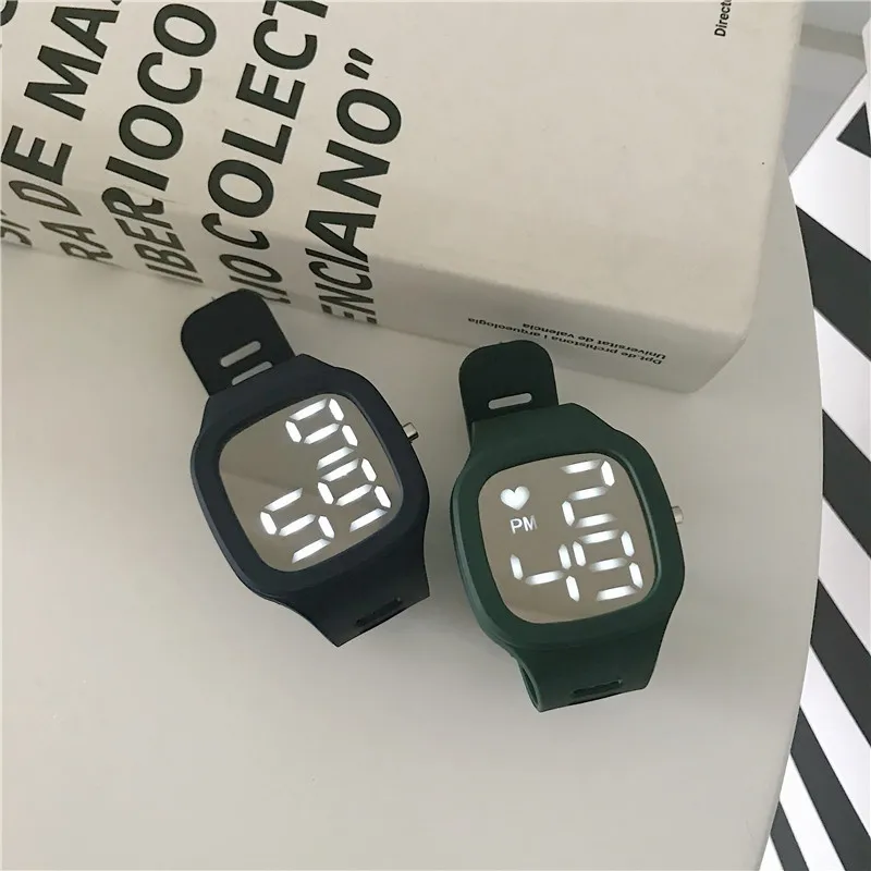 Fashion Electronic Led Dightal Watches for INS Niche Square Mirror Watch for Women Men Student Korean Version Simple Temperament