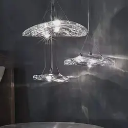 Designer LED Glass Counter Pendant Lamp Nordic Manta Suspension Light For Bedroom Living Room Creative Staircase Pendant Light