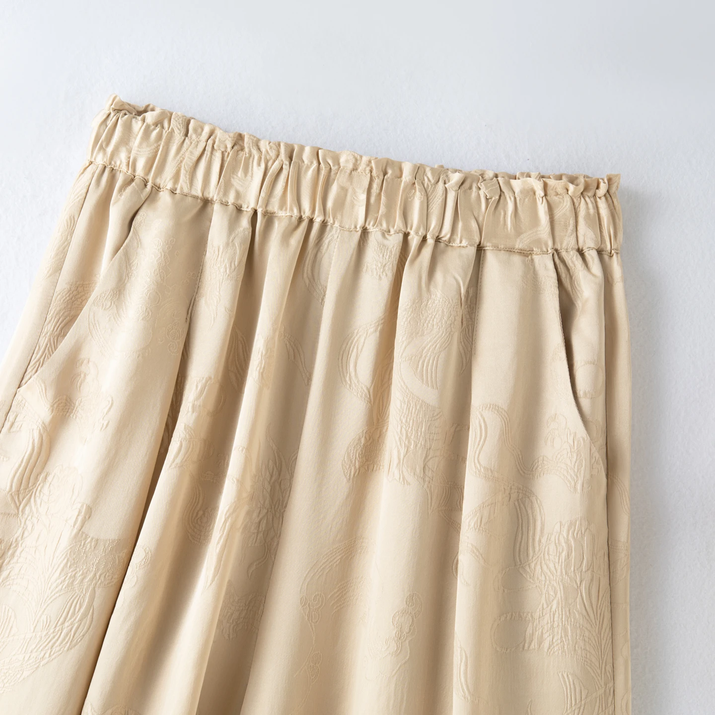 2025 Women's Fashion Summer New Style 100% Natural Mulberry Silk GuanLe Satin Champagne Loose High Waist Casual Wide Leg Pants