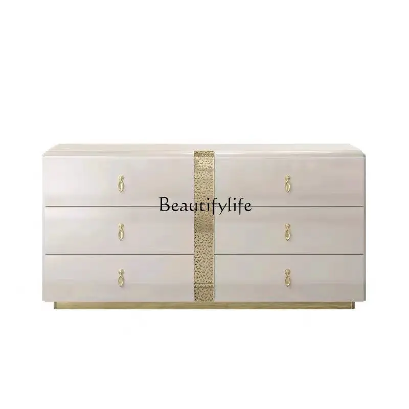 

Italian light luxury solid wood living room wall locker bedroom drawer storage cabinet