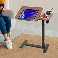 Portable Laptop Table Adjustable Rolling Standing Desk with Hidden Wheels Height Adjustable 66-104cm for Office Study Load 40kg