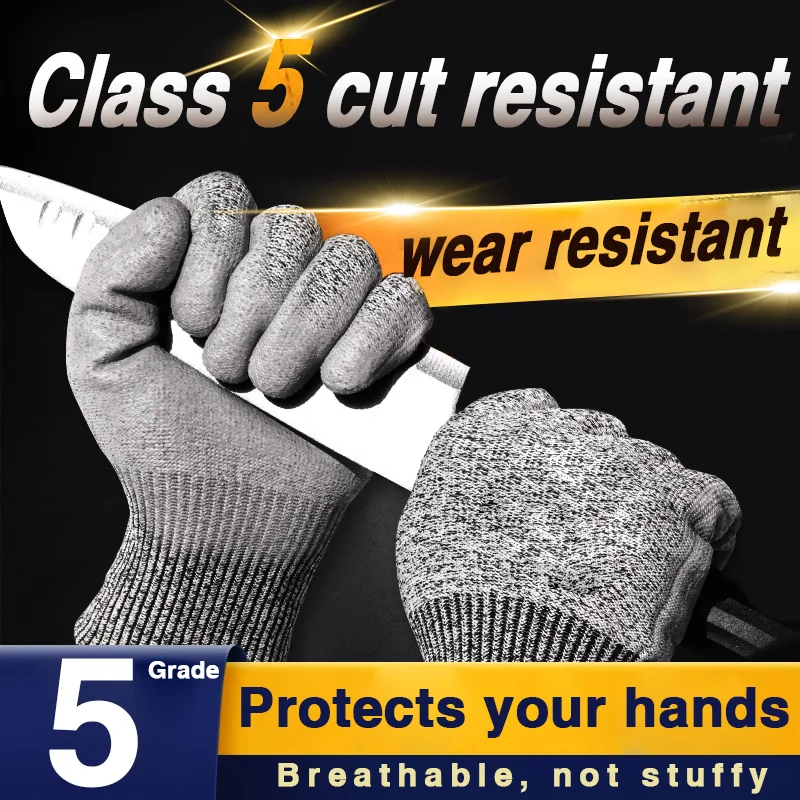 Cut Resistant Gloves Level 5 Cut Resistant Slip Resistant Abrasion Resistant Labor Kitchen Workshop Workplace Glass Lifting